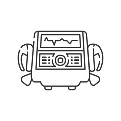 Defibrillator line black icon. Electropulse therapy of heart rhythm disorders concept. Sign for web page, mobile app. Vector isolated element. Editable stroke.