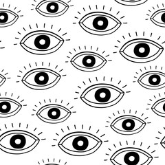 Seamless pattern with eyes. Vector background.