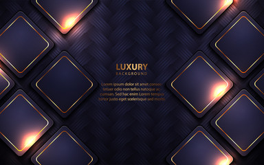 Abstract dark blue overlapping background a combination with light golden decoration. Luxury and modern paper cover background for use frame, cover, banner, corporate, card