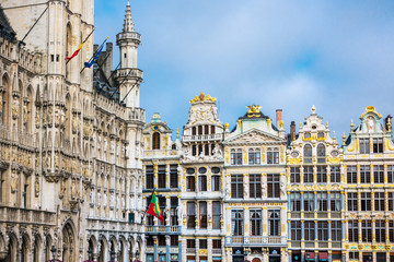 Fototapeta na wymiar BRUSSELS, BELGIUM - August 27, 2017: Street view of old town in Brussels city, with a population of over 1.8 million, the largest in Belgium.