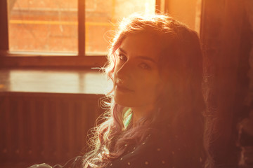 portrait of young woman with colored hair