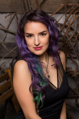 portrait of young woman with colored hair
