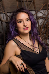 portrait of young woman with colored hair