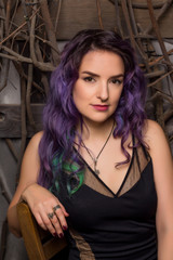 portrait of young woman with colored hair