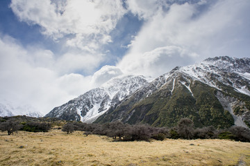 Hooker Valley hiking track in Mount Cook,New Zealand.