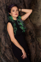 portrait of young woman with colored hair
