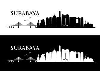 Surabaya skyline - Java, Indonesia - vector illustration