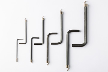 Hex keys on white background