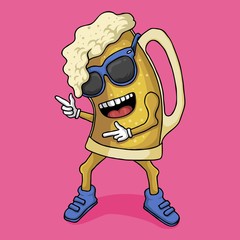 beer glass character vector illustration 