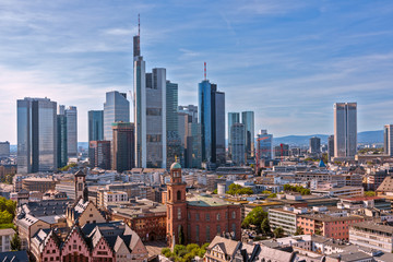 Skyline of Frankfurt with skyscrapers - obrazy, fototapety, plakaty