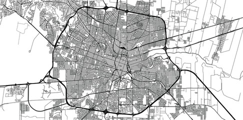 Urban vector city map of Cordoba, Argentina