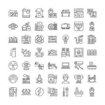 Industrial degin line icons, signs, symbols vector, linear illustration set