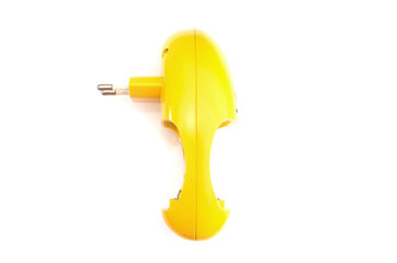 yellow, battery charger isolated on a white background