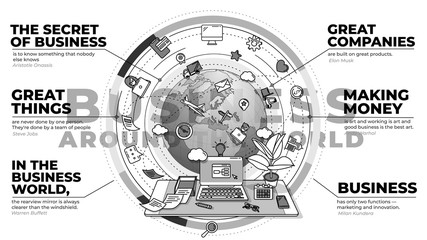 Promo poster on the theme of business around the world.