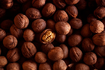 Background of fresh walnuts