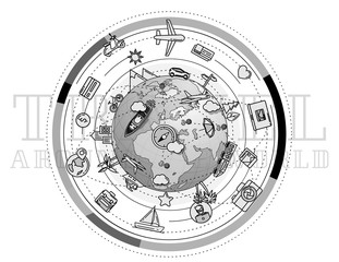 Poster illustrating the travel around the world.