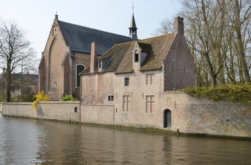 Fototapeta premium Buildings along Brugge canal, Belgium