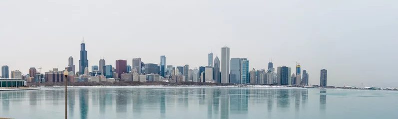 Foto op Plexiglas Panoramisch uitzicht over Chicago in de winter © Helen Filatova