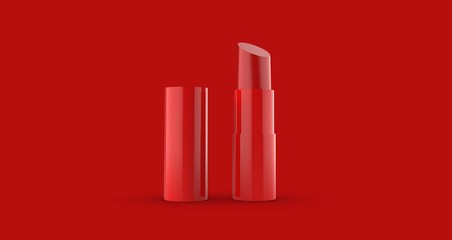 Red Lipstick, Cosmetic, 3D Rendering