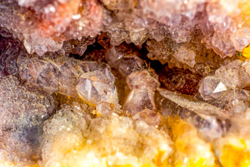 Macro of natural mineral rock on white background close up