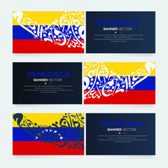 Banner Flag of Venezuela ,Contain Random Arabic calligraphy Letters Without specific meaning in English ,Vector illustration