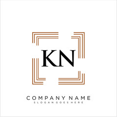  Initial letter KN template logo