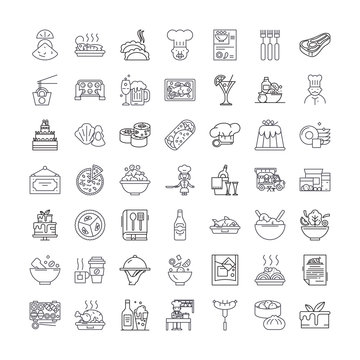 Horeca line icons, signs, symbols vector, linear illustration set