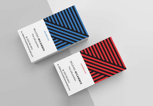 Business Card Layout with Abstract Pattern