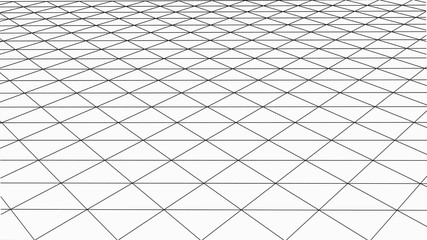 Naklejka premium Vector perspective grid. Abstract wireframe landscape. Detailed lines on white background. 3d vector illustration.