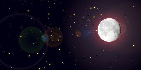 Obraz na płótnie Canvas Luna piena con stelle cadenti nello spazio