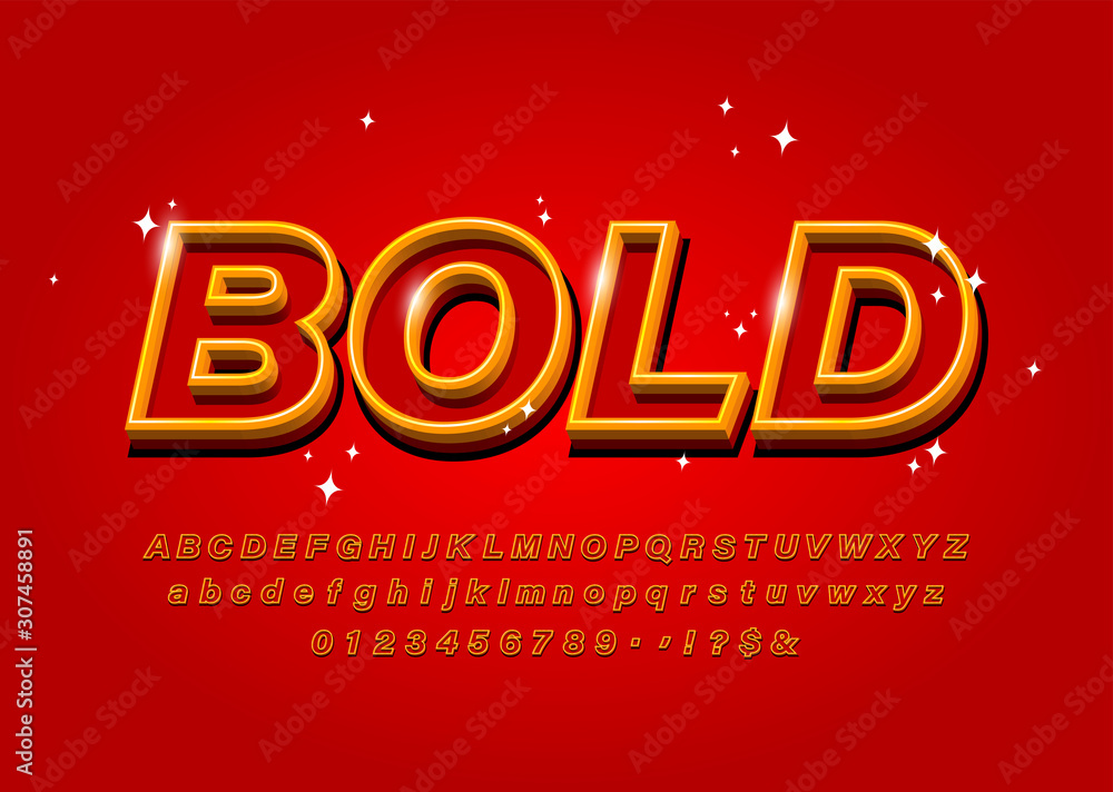 Poster outline bold alphabet on abstract red backgraund vector font