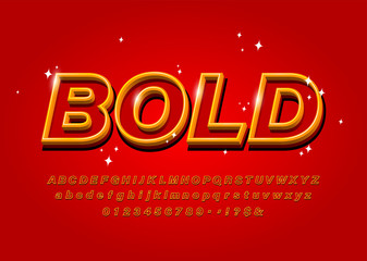 Outline Bold Alphabet on abstract red backgraund Vector font