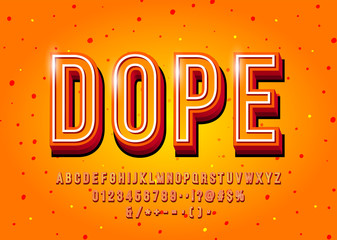 Modern 3d display font design, alphabet, letters and numbers. Vector