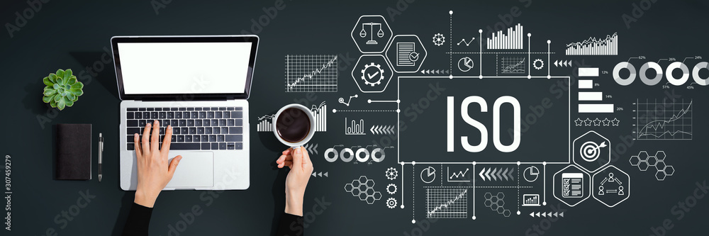 Poster iso concept with person using a laptop computer