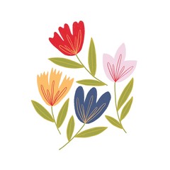 Fototapeta premium Set of beautiful flowers on a white background for decoration of wallpapers, cards, packaging, covers.