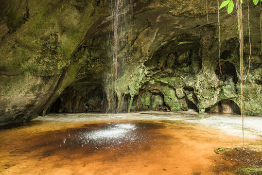 Waterfall in the cave of Judeia in Brazilian Amazon