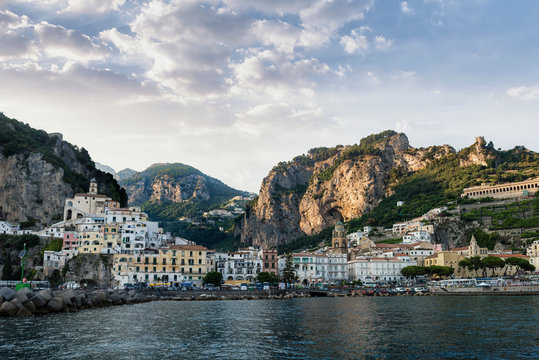The Amalfi coastline along the southern edge of Italy's Sorrentine Peninsula