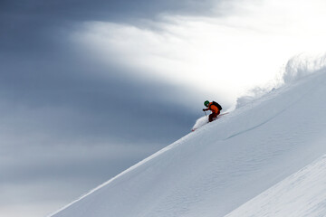 Man off-piste skiing