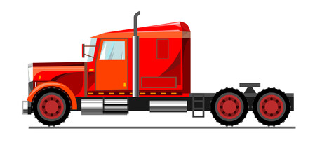 Car truck. Vector. Cartoon. Flat. Large truck for transporting goods. Freight transportation Auto transportation. Delivery of cargo. Sending a truck. Logistics of cargo transportation. Cargo transport