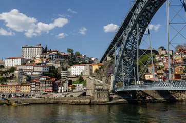View on the Dom Luis I bridge and Ribeira district