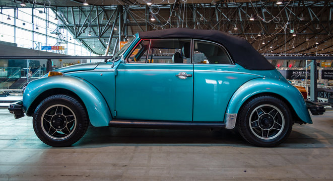 STUTTGART, GERMANY - MARCH 02, 2017: Subcompact car Beetle Cabrio, 1973. Europe's greatest classic car exhibition "RETRO CLASSICS"