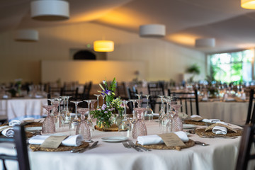 Bouquet of flowers on a table at a wedding event