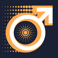Gender male sign. Conditional, an image to indicate the biological sex, as well as the astronomical symbol of the planet Mars.