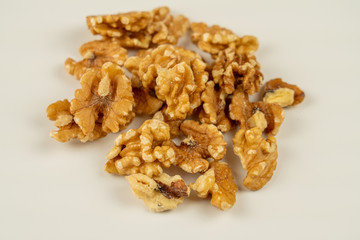 walnuts on white background