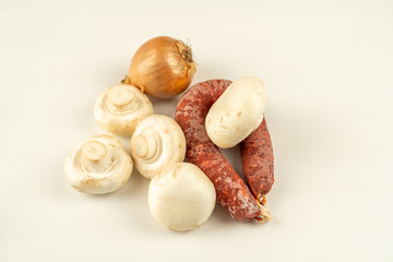 sausage and mushrooms