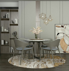 Modern dining room designed in scandi style