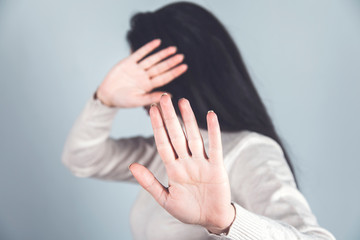 woman hand stop sign