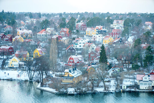 Wooden houses, Stora Essingen, Stockholm, Sweden