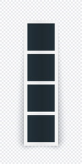 Vertical photo frame strip. Vector detailed illustration of photograph strip for four images.