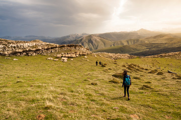 Landscape from Urkulu peak, mountains and jungle of Irati in autumn. Aezkoa and Salazar Valley in the Pyrenees, Navarra. Spain.